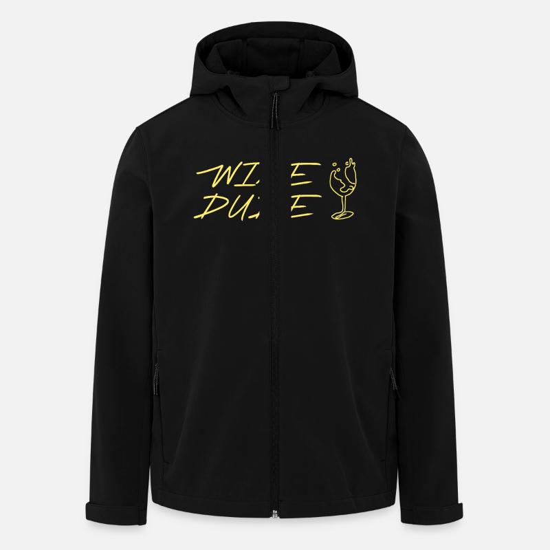 Wine Age Yellow with Wine Glass Drawing - Men’s Recycled Softshell Jacket by Stanley/Stella - black