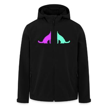 2 chiens amour coeur équipe assis deux amis couple - Veste softshell homme en polyester recyclé Stanley/Stella - noir - Devant - AI Model Male 185 light (185cm)