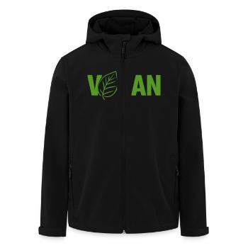Vegan Plant Vegan - Men’s Recycled Softshell Jacket by Stanley/Stella - black - Front - AI Model Male 185 light (185cm)