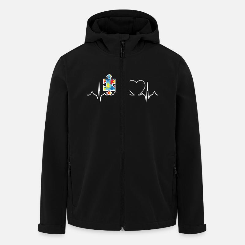 Autism Puzzle Heartbeat - Men’s Recycled Softshell Jacket by Stanley/Stella - black