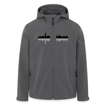 Skyline Halle Schatten - Recycelte Männer Softshell-Jacke von Stanley/Stella - Schwarz - Vorne - AI Model Male 185 light (185cm)