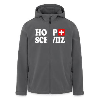 Hopp schwiiz - Recycelte Männer Softshell-Jacke von Stanley/Stella - Schwarz - Vorne - AI Model Male 185 light (185cm)