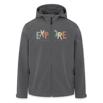 EXPLORE – Abenteuer kennt keine Grenzen - Recycelte Männer Softshell-Jacke von Stanley/Stella - Schwarz - Vorne - AI Model Male 185 light (185cm)