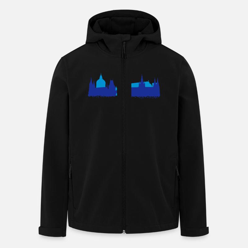 Prag Skyline - Recycelte Männer Softshell-Jacke von Stanley/Stella - Schwarz