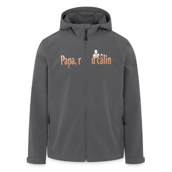 papa père papou humour blague cadeau - Veste softshell homme en polyester recyclé Stanley/Stella - noir - Devant - AI Model Male 185 light (185cm)