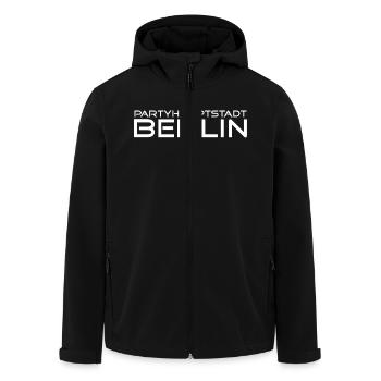 Partyhauptstadt Berlin - Weiss - Recycelte Männer Softshell-Jacke von Stanley/Stella - Schwarz - Vorne - AI Model Male 185 light (185cm)