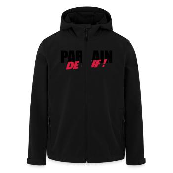 Parrain de ouf ! - Veste softshell homme en polyester recyclé Stanley/Stella - noir - Devant - AI Model Male 185 light (185cm)
