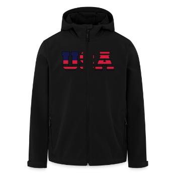 usa_design_3 - Recycelte Männer Softshell-Jacke von Stanley/Stella - Schwarz - Vorne - AI Model Male 185 light (185cm)