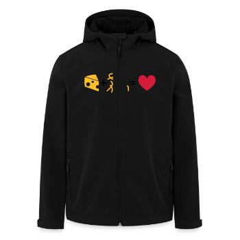 Kässpätzle - Recycelte Männer Softshell-Jacke von Stanley/Stella - Schwarz - Vorne - AI Model Male 185 light (185cm)