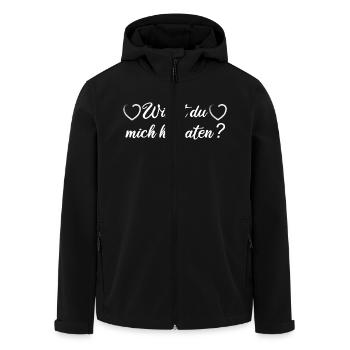 Willst du mich heiraten? - Recycelte Männer Softshell-Jacke von Stanley/Stella - Schwarz - Vorne - AI Model Male 185 light (185cm)