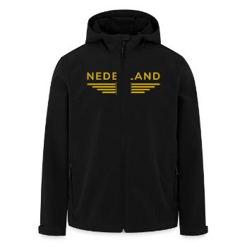 Netherlands Fan Outfit Design T-Shirt - Men’s Recycled Softshell Jacket by Stanley/Stella - black - Front - AI Model Male 185 light (185cm)