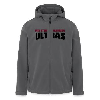 ULTRAS wir stehen zusammen - Recycelte Männer Softshell-Jacke von Stanley/Stella - Schwarz - Vorne - AI Model Male 185 light (185cm)