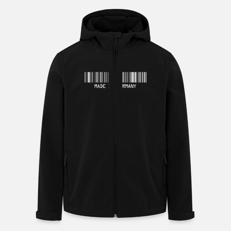 Fabriqué en Allemagne - Deutschland - Code-barres - Strichco - Veste softshell homme en polyester recyclé Stanley/Stella - noir