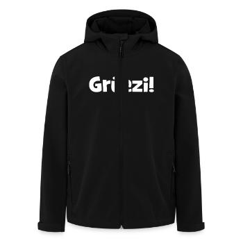 Grüezi - Schweiz - Switzerland - Swiss - Suisse - Men’s Recycled Softshell Jacket by Stanley/Stella - black - Front - AI Model Male 185 light (185cm)