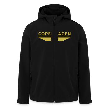 Copenhagen T-Shirt for Fans and Travelers - Men’s Recycled Softshell Jacket by Stanley/Stella - black - Front - AI Model Male 185 light (185cm)