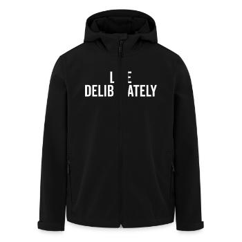 Live Deliberately - Men’s Recycled Softshell Jacket by Stanley/Stella - black - Front - AI Model Male 185 light (185cm)