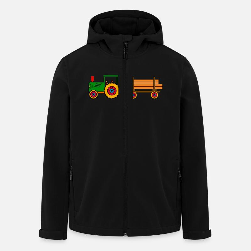 Grüner Traktor mit Holzanhänger - Recycelte Männer Softshell-Jacke von Stanley/Stella - Schwarz