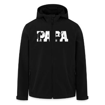 Papa Chasseur Chasse Cadeau Fête des Pères 2025 - Veste softshell homme en polyester recyclé Stanley/Stella - noir - Devant - AI Model Male 185 light (185cm)