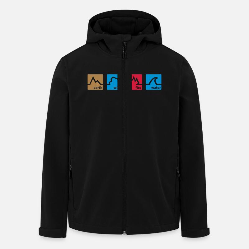 Erde Wind Feuer Wasser - Recycelte Männer Softshell-Jacke von Stanley/Stella - Schwarz