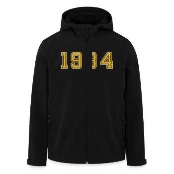 Année 1984 - Veste softshell homme en polyester recyclé Stanley/Stella - noir - Devant - AI Model Male 185 light (185cm)