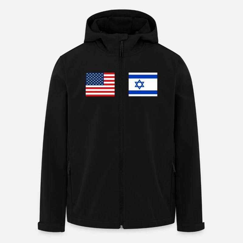 États-Unis, Israël Drapeau - Veste softshell homme en polyester recyclé Stanley/Stella - noir