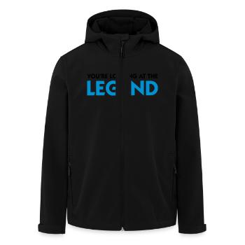 The legend is in front of you! - Men’s Recycled Softshell Jacket by Stanley/Stella - black - Front - AI Model Male 185 light (185cm)