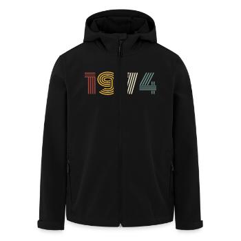1974 Rétro Style 1974 Anniversaire 1974 Vintage - Veste softshell homme en polyester recyclé Stanley/Stella - noir - Devant - AI Model Male 185 light (185cm)