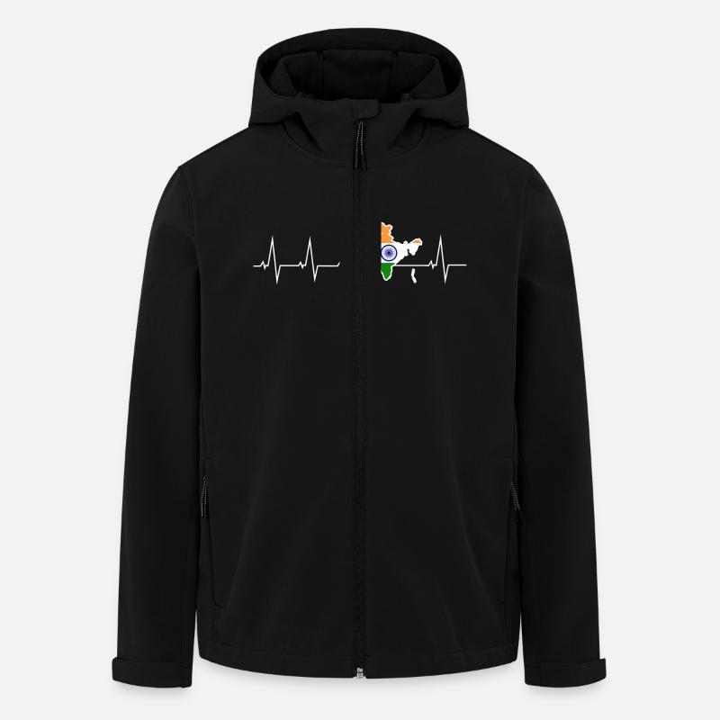 I love India - heartbeat - Men’s Recycled Softshell Jacket by Stanley/Stella - black