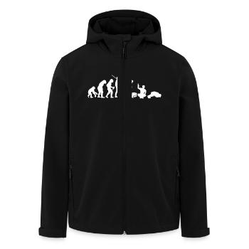 Evolution – Saufen / Party (weisser Druck) - Recycelte Männer Softshell-Jacke von Stanley/Stella - Schwarz - Vorne - AI Model Male 185 light (185cm)
