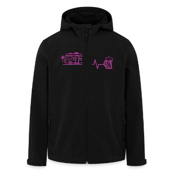 Camping-car & bière - Veste softshell homme en polyester recyclé Stanley/Stella - noir - Devant - AI Model Male 185 light (185cm)