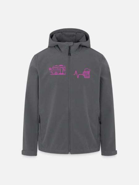 Camping-car & bière - Veste softshell homme en polyester recyclé Stanley/Stella - noir