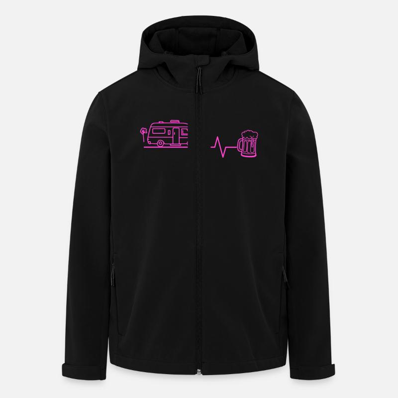 Camping-car & bière - Veste softshell homme en polyester recyclé Stanley/Stella - noir
