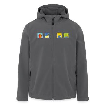 Sinterklaas vijf op rij (2 van 2) - Men’s Recycled Softshell Jacket by Stanley/Stella - black - Front - AI Model Male 185 light (185cm)