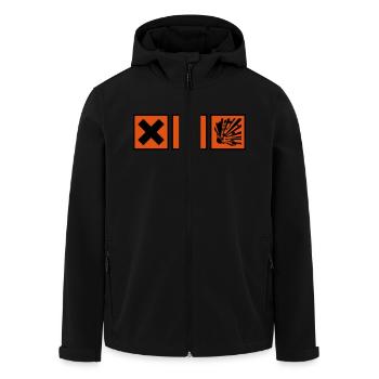 Gefahrensymbole - Recycelte Männer Softshell-Jacke von Stanley/Stella - Schwarz - Vorne - AI Model Male 185 light (185cm)