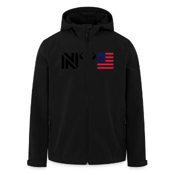 New York__V004 - Men’s Recycled Softshell Jacket by Stanley/Stella - black - Front - AI Model Male 185 light (185cm)