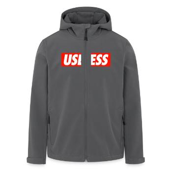 Useless - Men’s Recycled Softshell Jacket by Stanley/Stella - black - Front - AI Model Male 185 light (185cm)