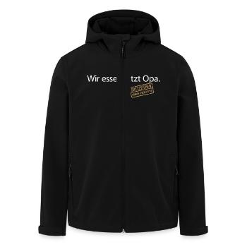 Wir essen jetzt Opa Satzzeichen Grammatik Sprache - Recycelte Männer Softshell-Jacke von Stanley/Stella - Schwarz - Vorne - AI Model Male 185 light (185cm)