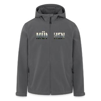 City Skyline München - Recycelte Männer Softshell-Jacke von Stanley/Stella - Schwarz - Vorne - AI Model Male 185 light (185cm)