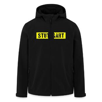 Stuttgart - Baden-Württemberg - Recycelte Männer Softshell-Jacke von Stanley/Stella - Schwarz - Vorne - AI Model Male 185 light (185cm)