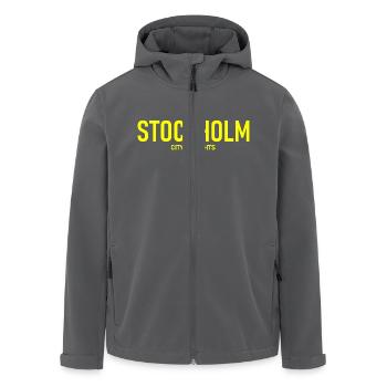 Stockholm - Ville Lumière - Schweden - Suède - Veste softshell homme en polyester recyclé Stanley/Stella - noir - Devant - AI Model Male 185 light (185cm)