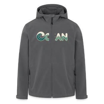 Ozean - Cooles Surfer-Logo - Recycelte Männer Softshell-Jacke von Stanley/Stella - Schwarz - Vorne - AI Model Male 185 light (185cm)