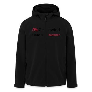 Gegenwind formt den Charakter. Für Radfahrer. - Recycelte Männer Softshell-Jacke von Stanley/Stella - Schwarz - Vorne - AI Model Male 185 light (185cm)