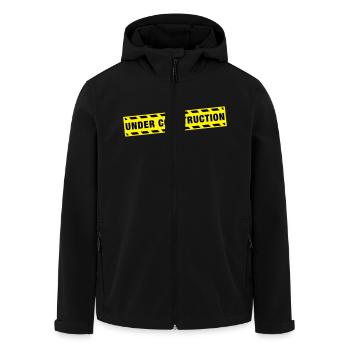 under_construction_de2 - Men’s Recycled Softshell Jacket by Stanley/Stella - black - Front - AI Model Male 185 light (185cm)