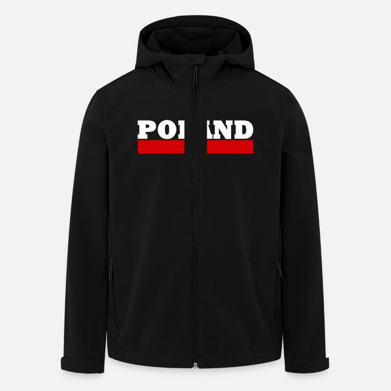 Drapeau Pologne - Drapeau Polska - Veste softshell homme en polyester recyclé Stanley/Stella - noir