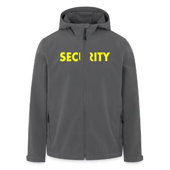 Security - Men’s Recycled Softshell Jacket by Stanley/Stella - black - Front - AI Model Male 185 light (185cm)