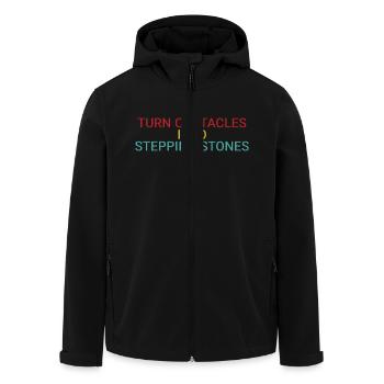 Turn obstacles into stepping stones - Men’s Recycled Softshell Jacket by Stanley/Stella - black - Front - AI Model Male 185 light (185cm)