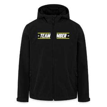 Team Member - Men’s Recycled Softshell Jacket by Stanley/Stella - black - Front - AI Model Male 185 light (185cm)
