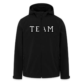 Team - Men’s Recycled Softshell Jacket by Stanley/Stella - black - Front - AI Model Male 185 light (185cm)