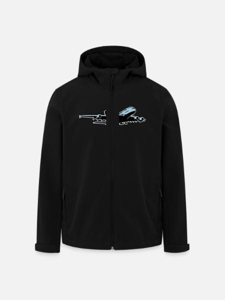 airplane Flugzeug A 380 (3 color) - Recycelte Männer Softshell-Jacke von Stanley/Stella - Schwarz