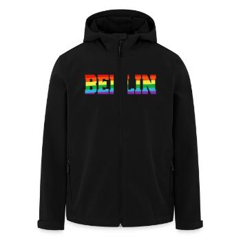Berlin Regenbogenfahne - Recycelte Männer Softshell-Jacke von Stanley/Stella - Schwarz - Vorne - AI Model Male 185 light (185cm)